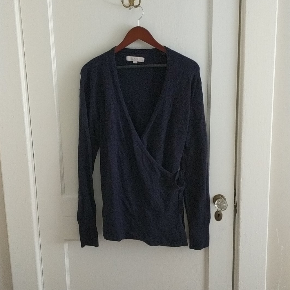 LOFT Navy wrap sweater XL